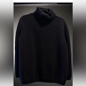 Jenni Kayne Black Ribbed Cashmere  Turtleneck Sweater size XXL